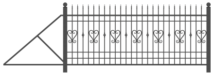 Откатные ворота с элементами ковки